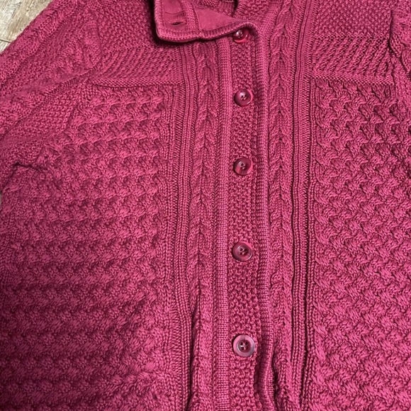 L.L. Bean Woven Cardigan Chunky Knit Long Sleeve Button Up Pink Womens XS - Picture 3 of 6